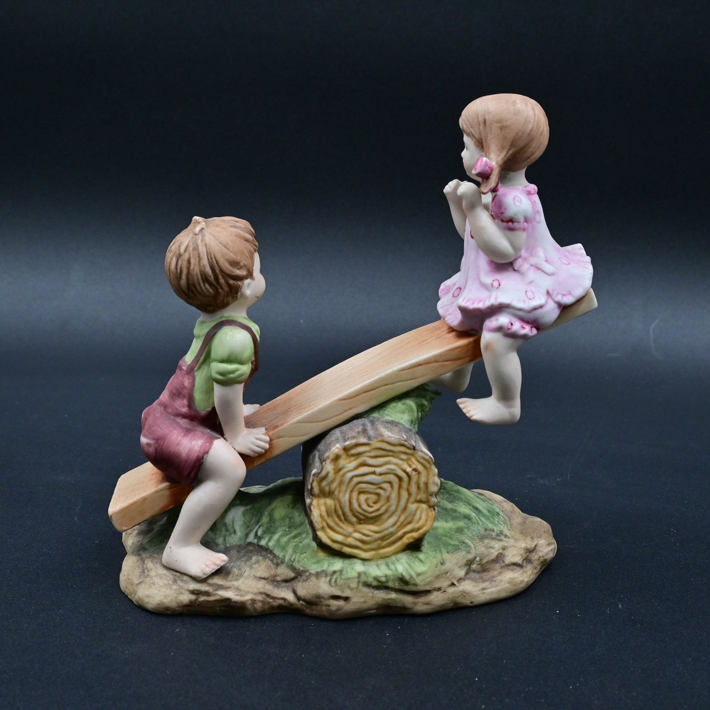 Lefton China KW4881 Boy & Girl On Seesaw Vintage Figure