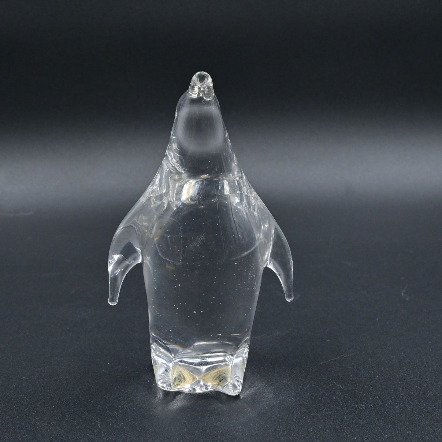Murano Clear Glass Penguin Paperweight Figure Vintage Italian Art Glass