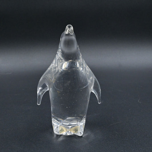 Murano Clear Glass Penguin Paperweight Figure Vintage Italian Art Glass