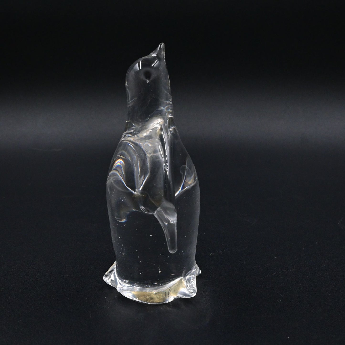 Murano Clear Glass Penguin Paperweight Figure Vintage Italian Art Glass