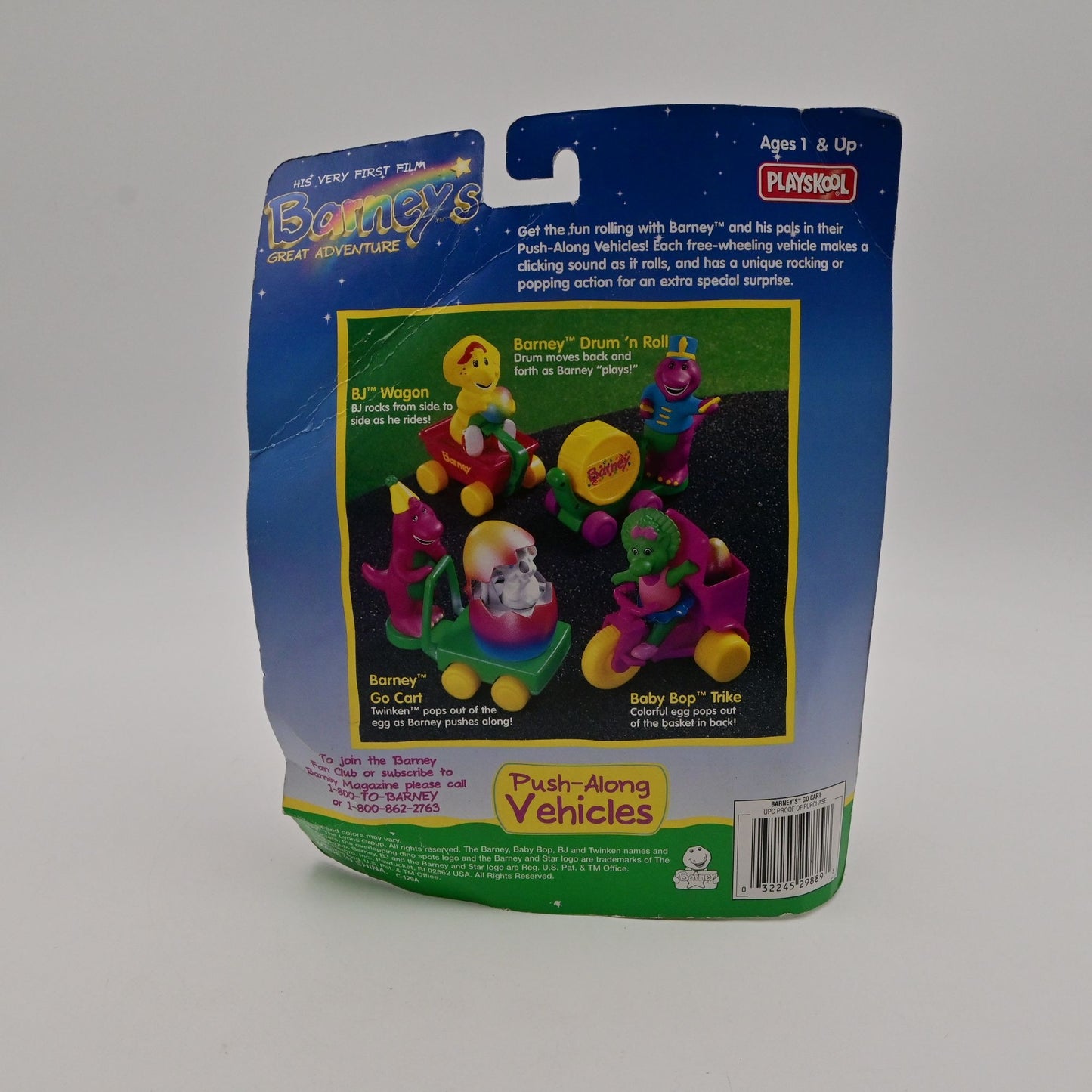 Vintage 1998 Barneys Great Adventure Push-Along Twinken Vehicle Playskool