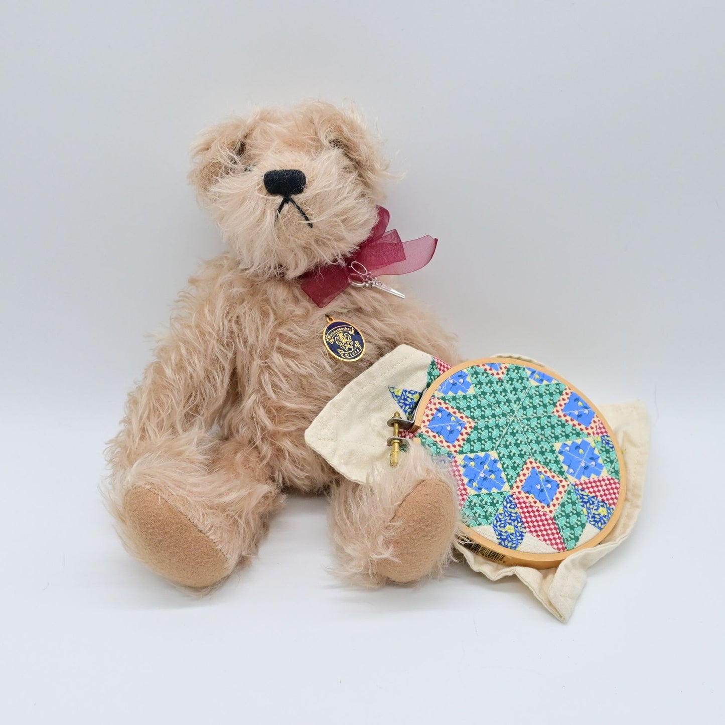 Vintage Knickerbocker Mohair Patchwork Quilting Bear