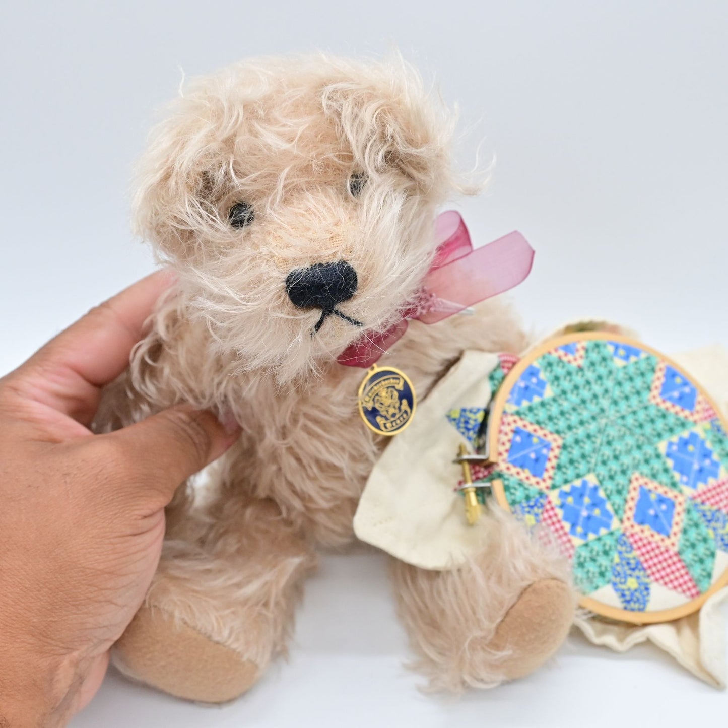 Vintage Knickerbocker Mohair Patchwork Quilting Bear