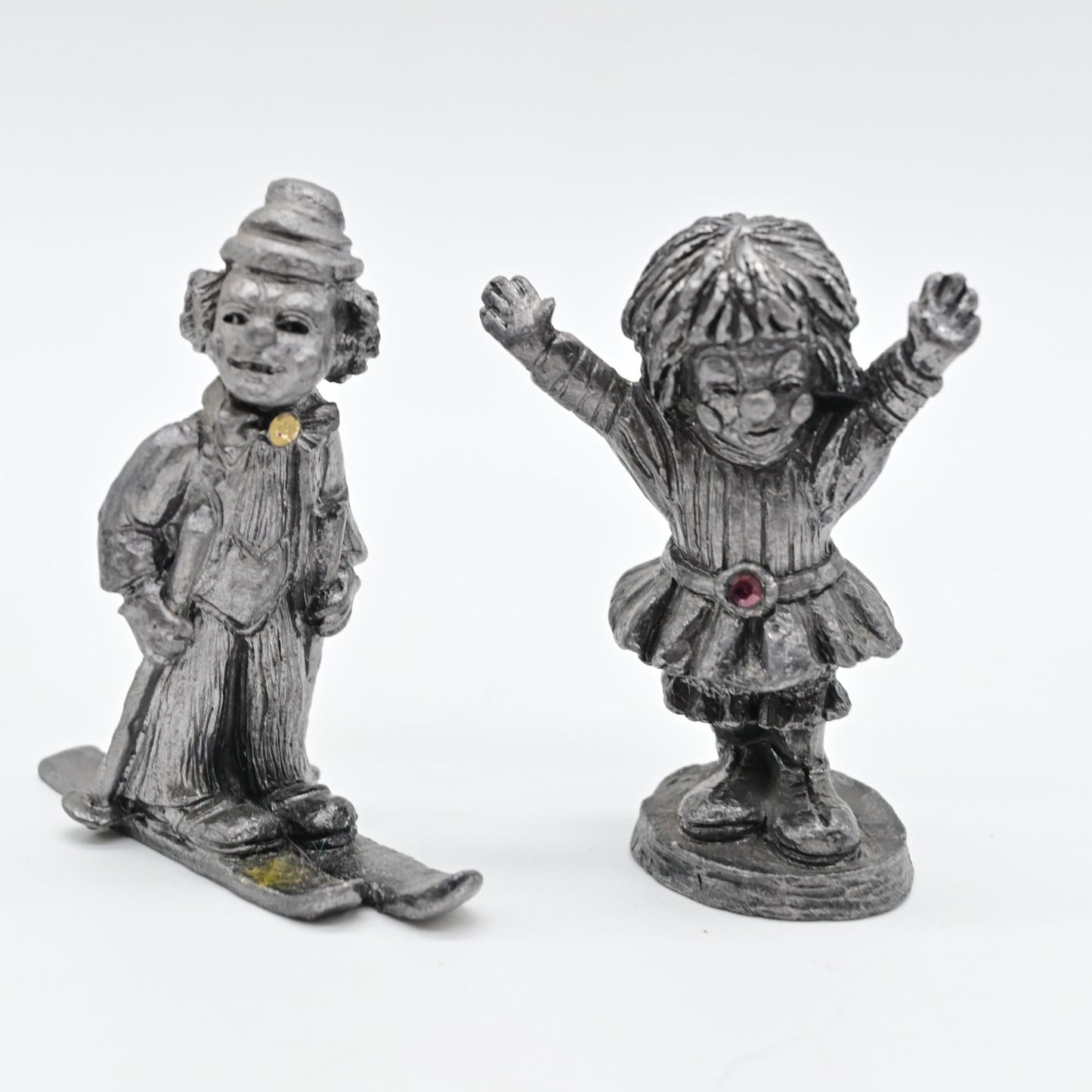 Vintage Michael Ricker RB Pewter Clown Figure Bundle Of 2