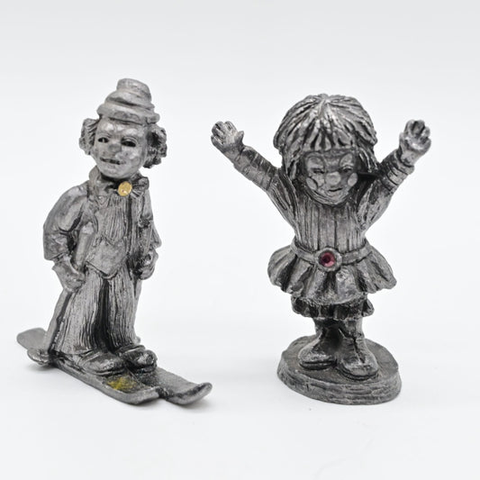 Vintage Michael Ricker RB Pewter Clown Figure Bundle Of 2