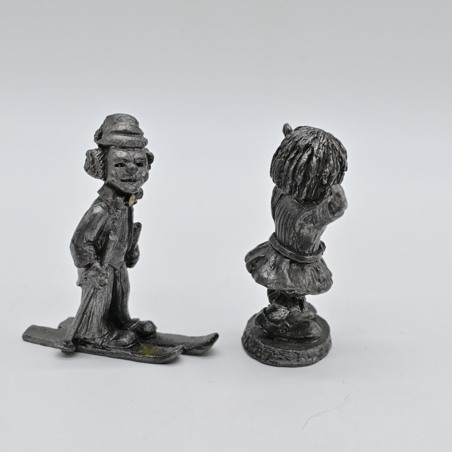 Vintage Michael Ricker RB Pewter Clown Figure Bundle Of 2