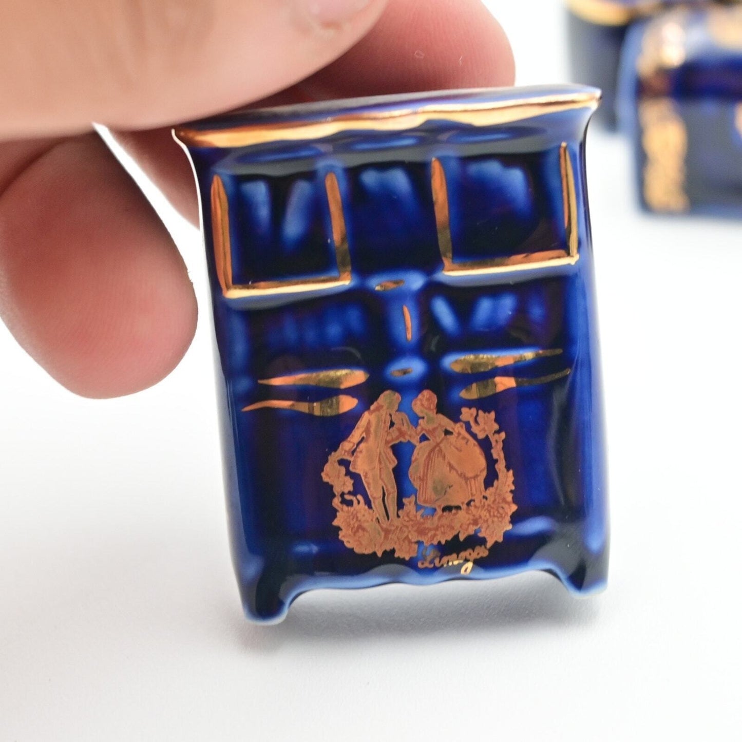 Limoges Cobalt Blue Victorian Dollhouse Furniture Vintage  Bundle Of 4