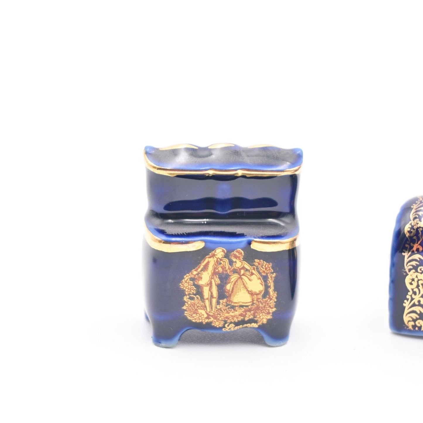 Limoges Cobalt Blue Victorian Dollhouse Furniture Vintage  Bundle Of 4