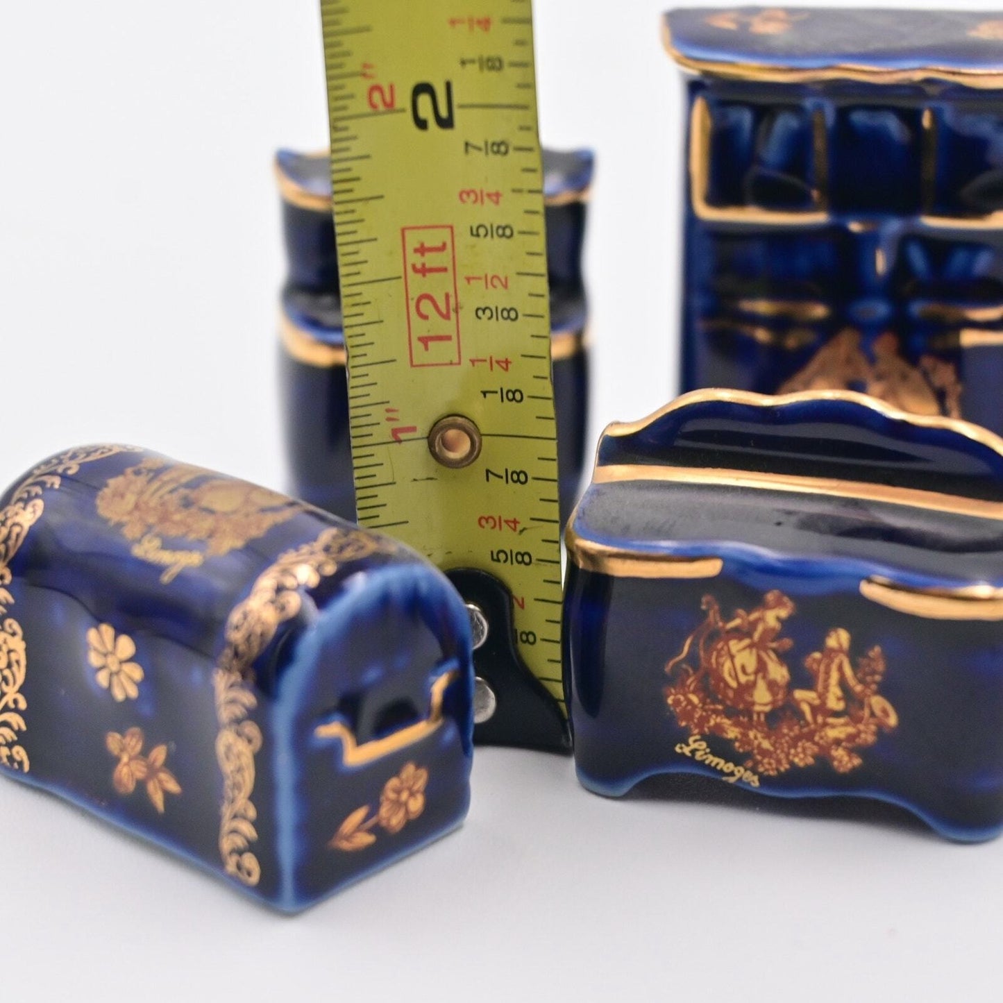 Limoges Cobalt Blue Victorian Dollhouse Furniture Vintage  Bundle Of 4