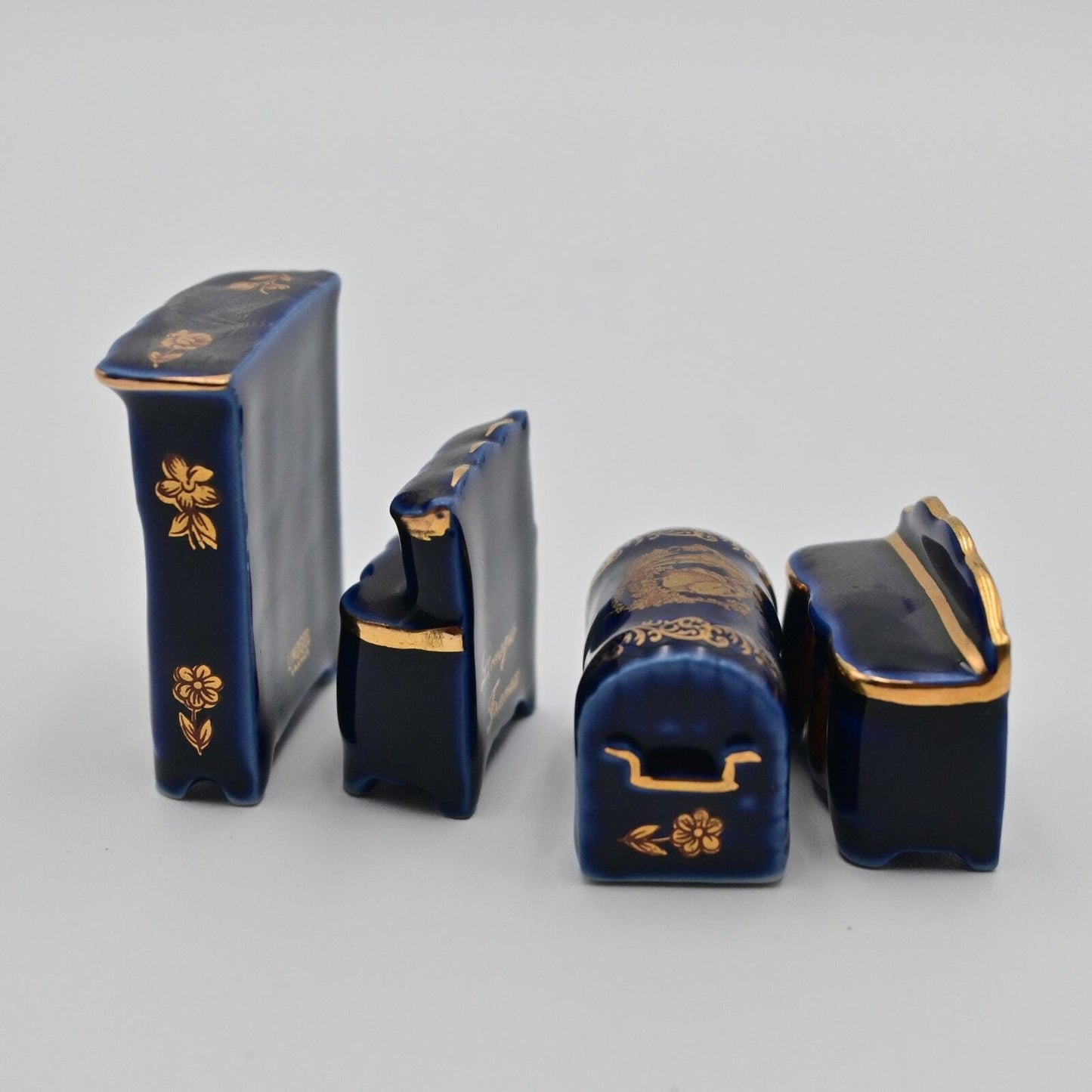 Limoges Cobalt Blue Victorian Dollhouse Furniture Vintage  Bundle Of 4