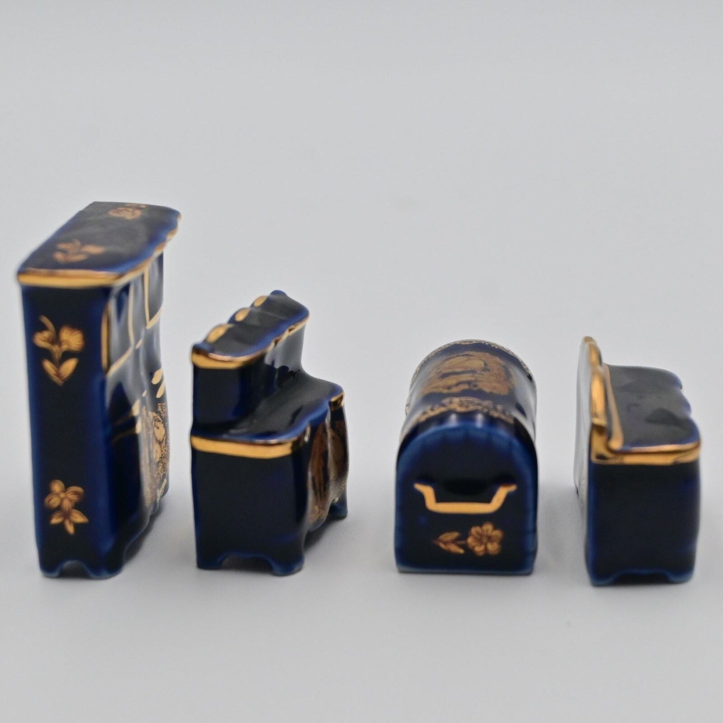 Limoges Cobalt Blue Victorian Dollhouse Furniture Vintage  Bundle Of 4