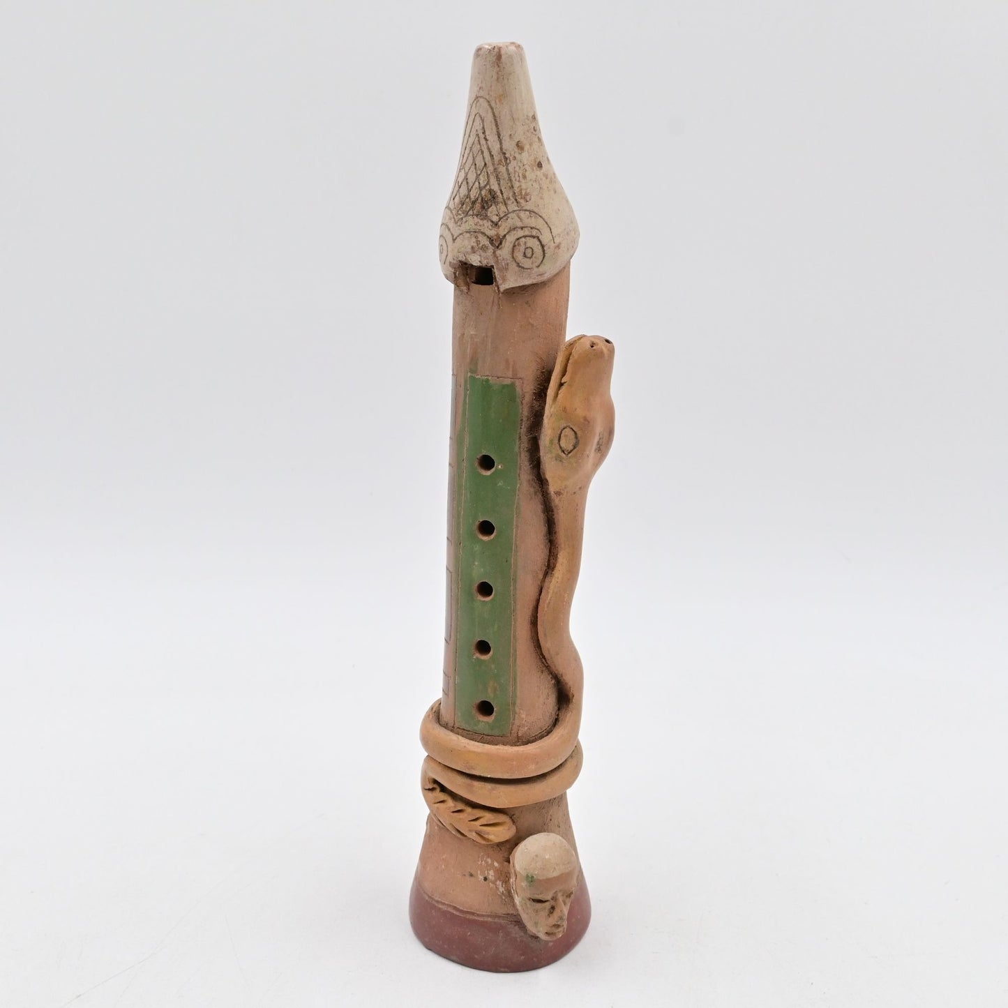Clay Art Peruvian Folk Art Flute Handmade - Vintage