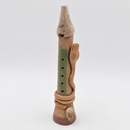Clay Art Peruvian Folk Art Flute Handmade - Vintage