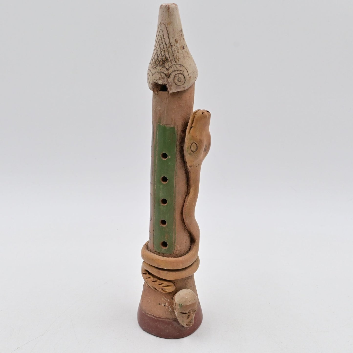 Clay Art Peruvian Folk Art Flute Handmade - Vintage