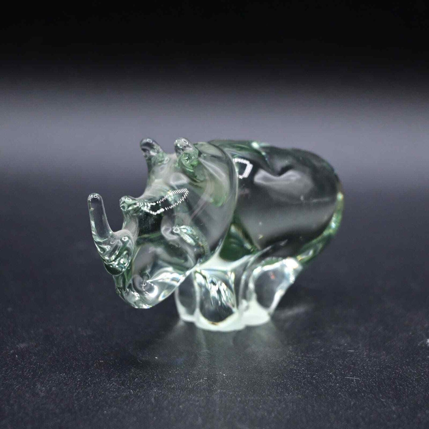 Vintage Rhinoceros Art Glass Small Paperweight Figure