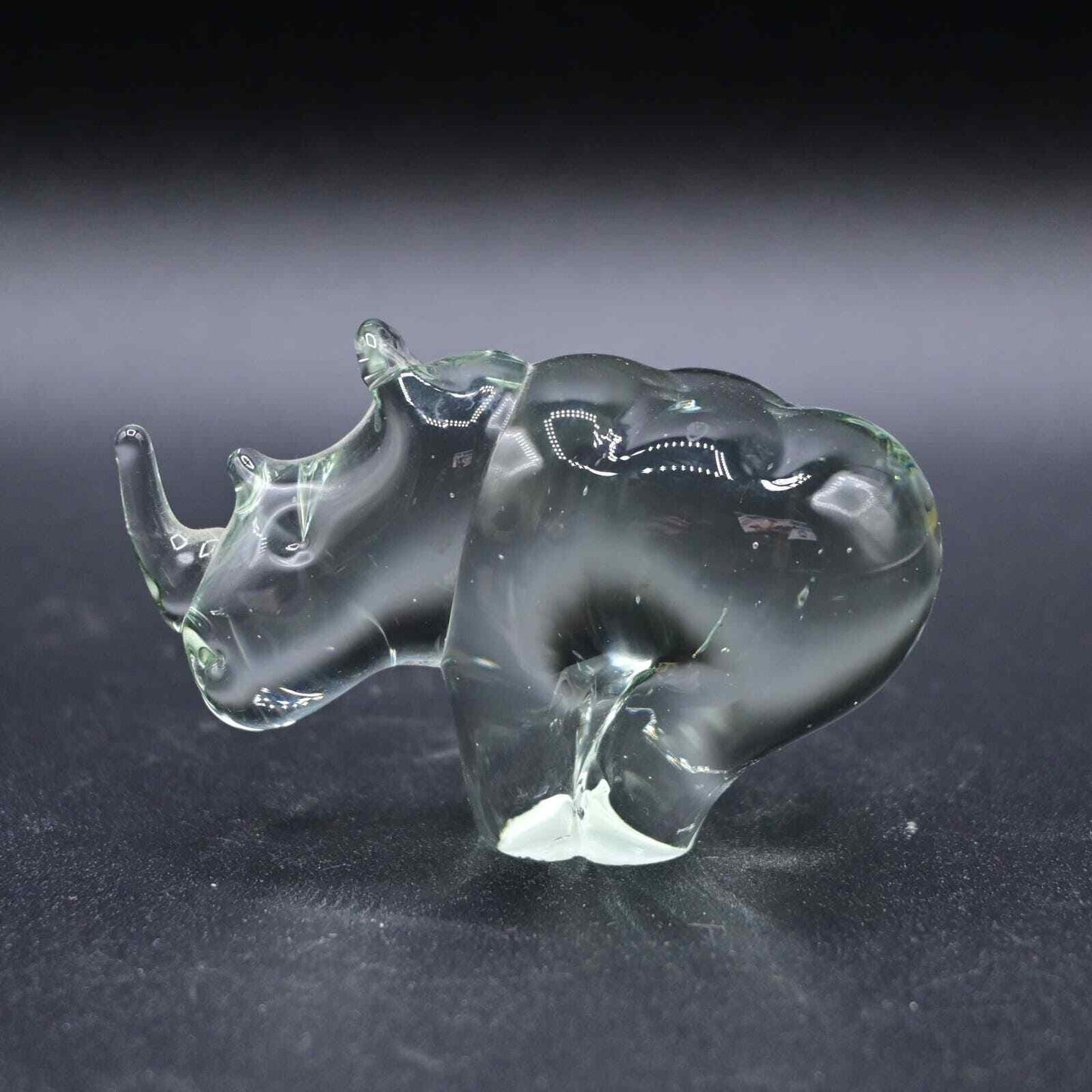 Vintage Rhinoceros Art Glass Small Paperweight Figure