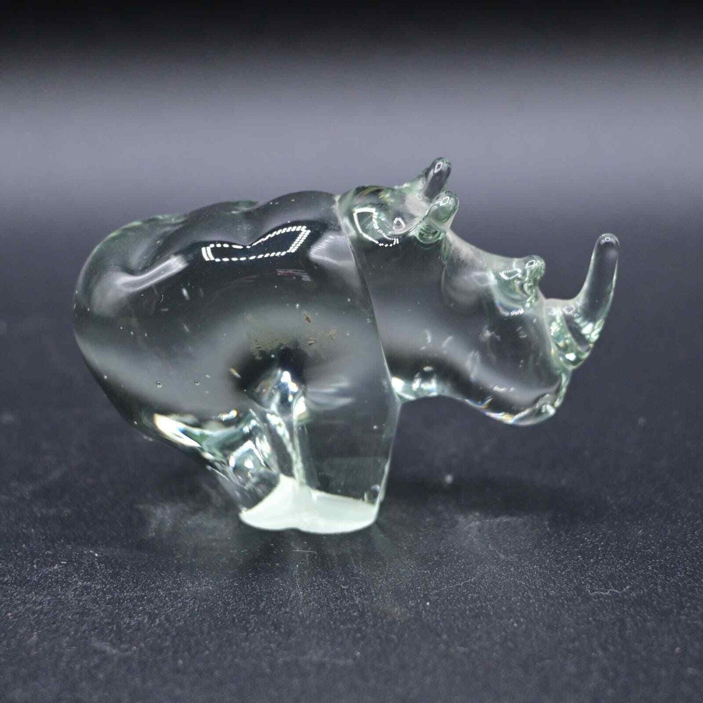 Vintage Rhinoceros Art Glass Small Paperweight Figure