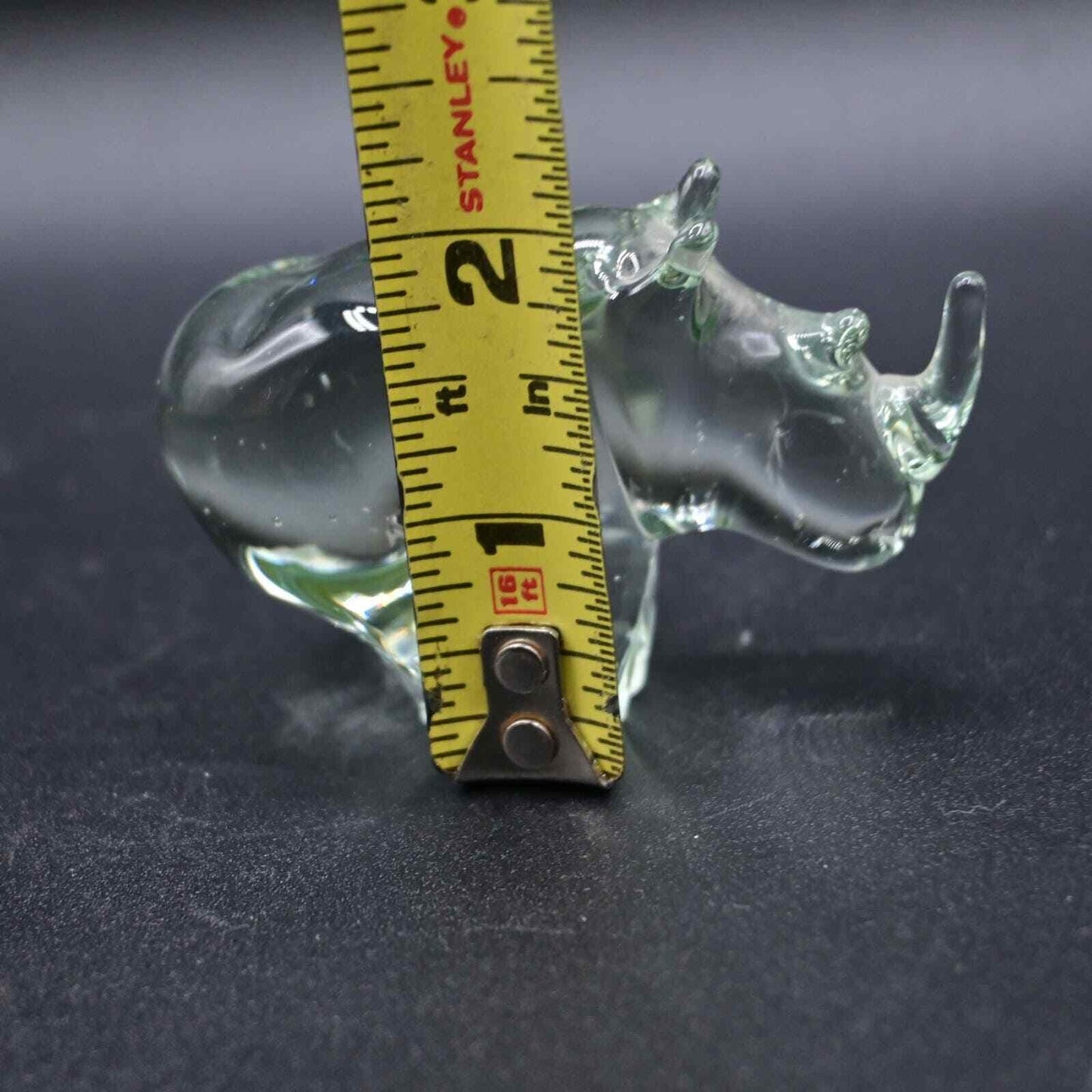 Vintage Rhinoceros Art Glass Small Paperweight Figure