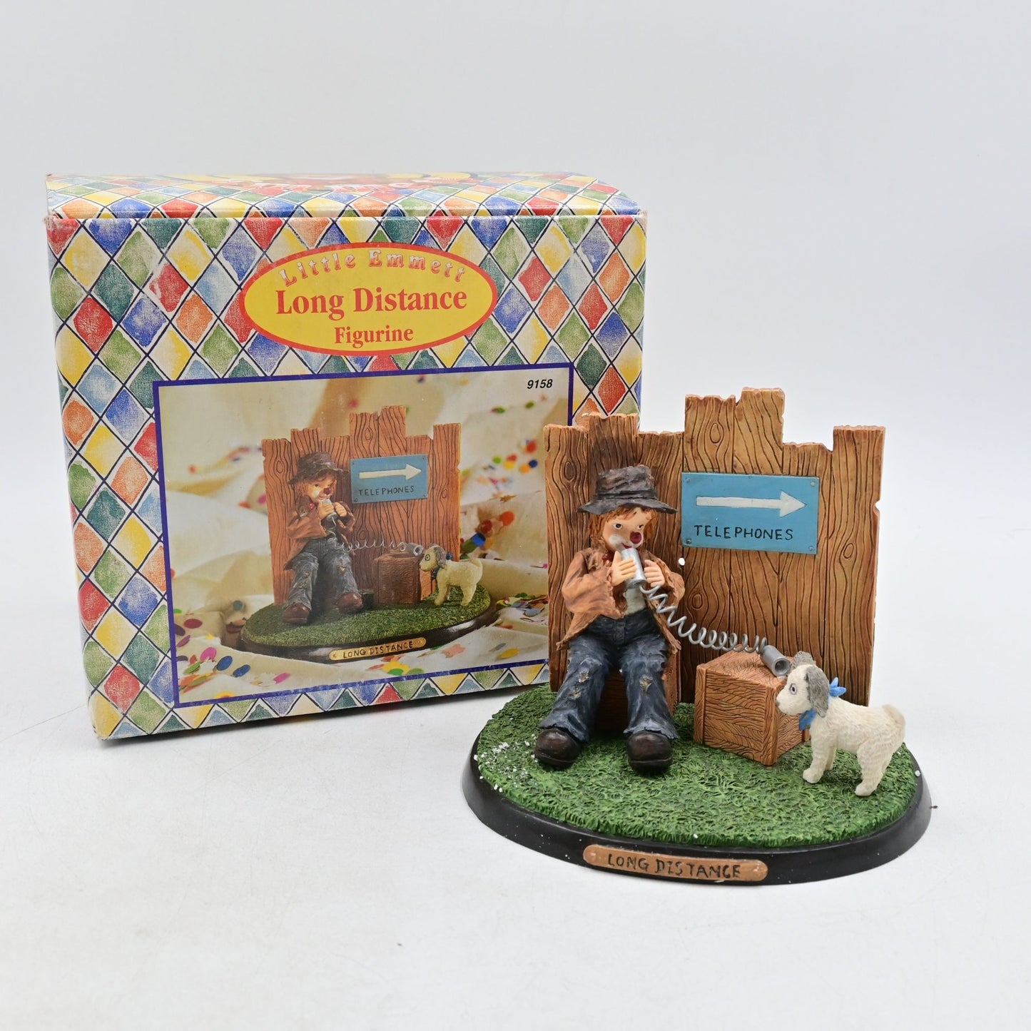 Little Emmett Kelly Jr. Long Distance Vintage Figurine Signed By Artist W/ Box