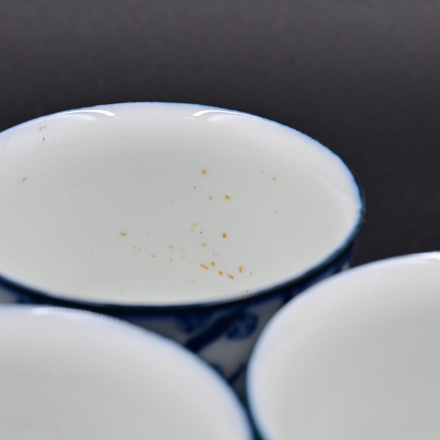 Japanese Blue White Floral Tea Sake Cups 2.5" Vintage Set Of 4