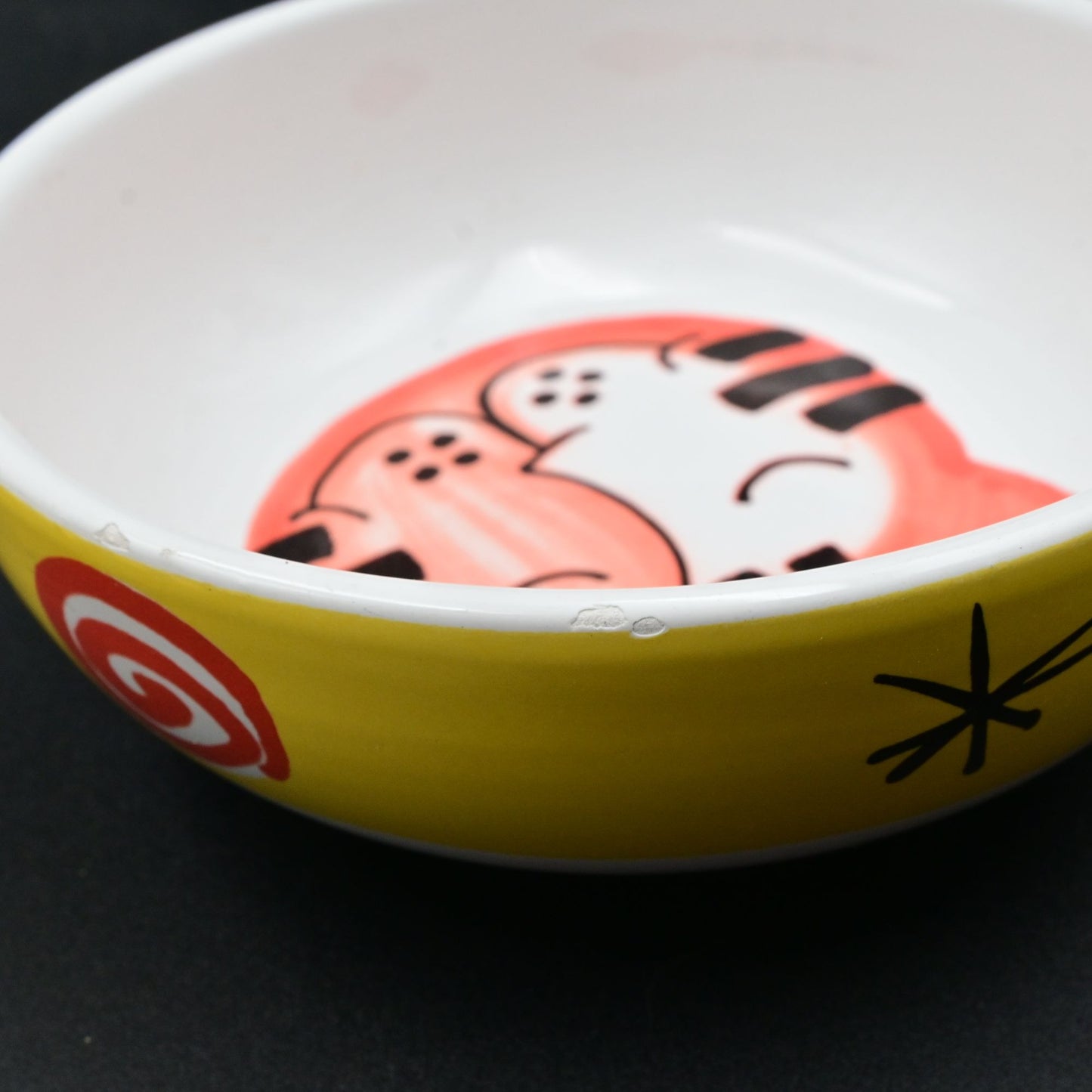 Handmade La Gioconda Cat Ceramic Bowl & Plate Set