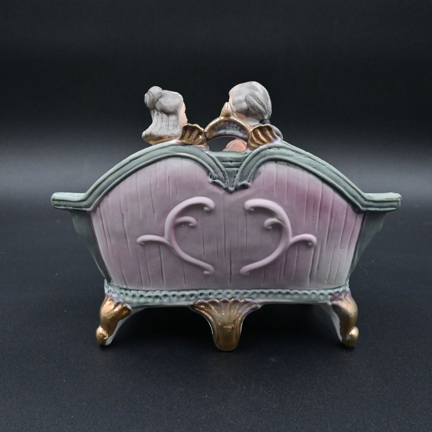 Cucci Royal Crown Porcelain Figurine Victorian Couple On Couch Vintage 1970s