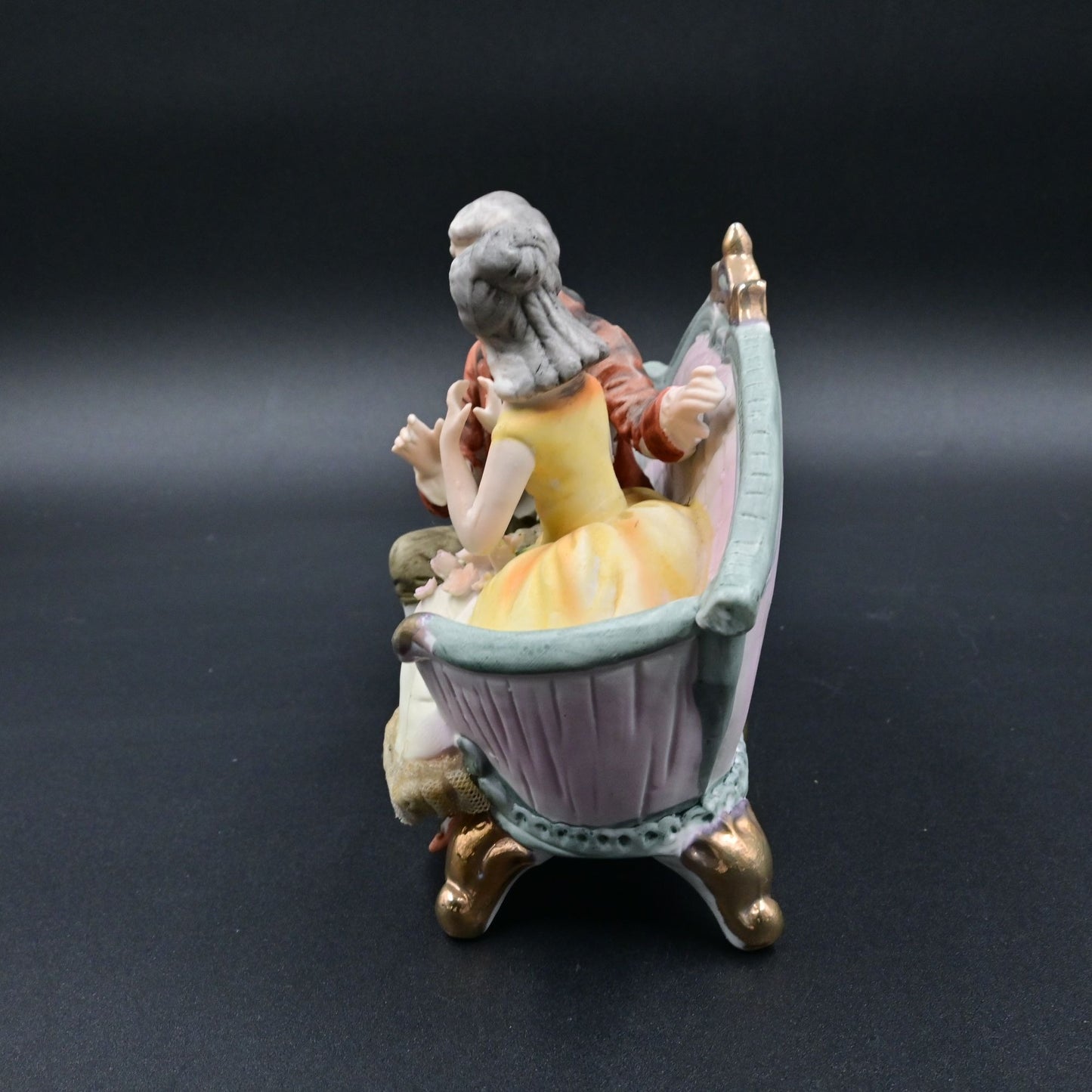 Cucci Royal Crown Porcelain Figurine Victorian Couple On Couch Vintage 1970s