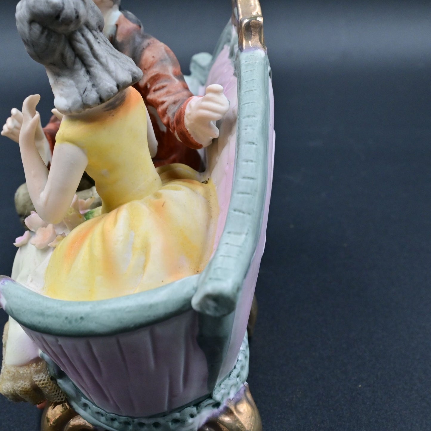 Cucci Royal Crown Porcelain Figurine Victorian Couple On Couch Vintage 1970s