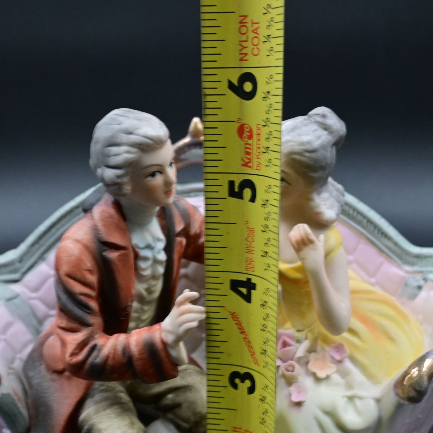 Cucci Royal Crown Porcelain Figurine Victorian Couple On Couch Vintage 1970s