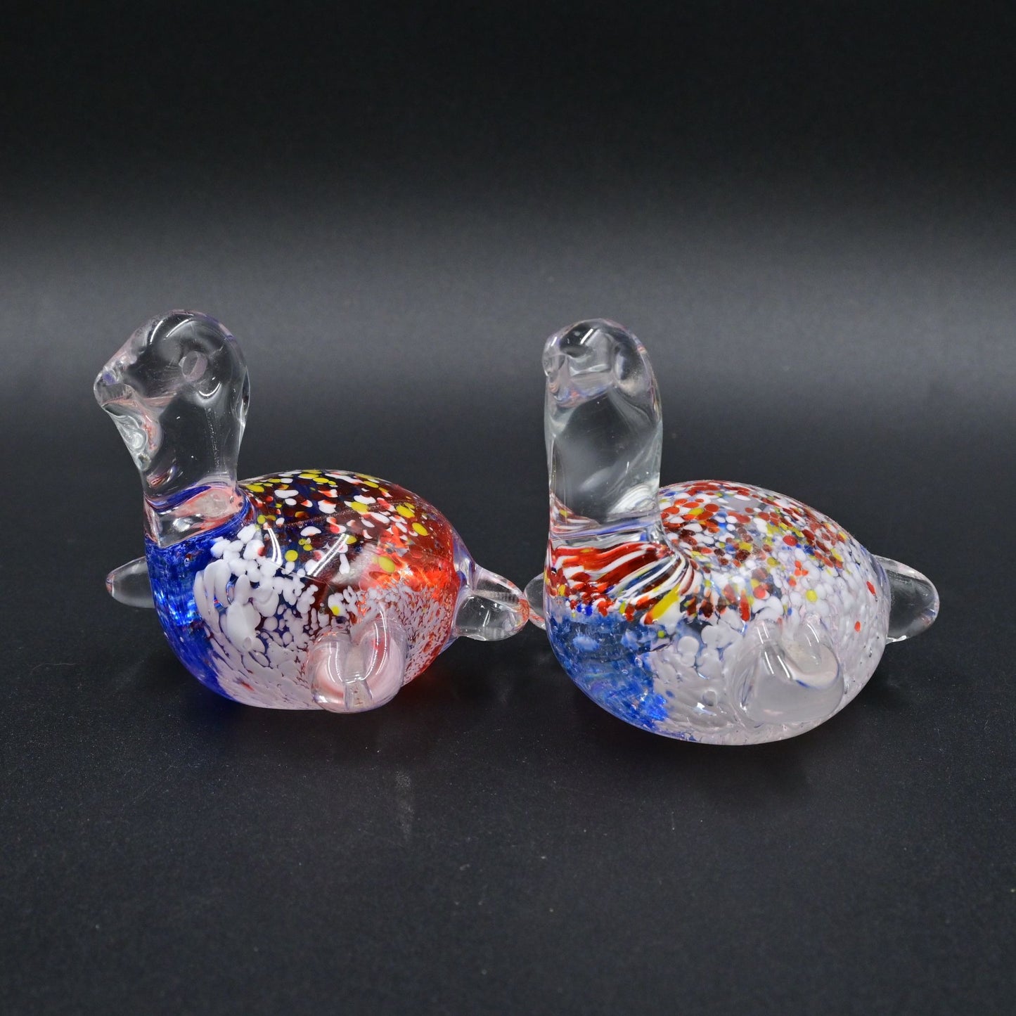 Art Glass Turtle Multicolor Splatter Paperweight Murano Style Bundle Of 2