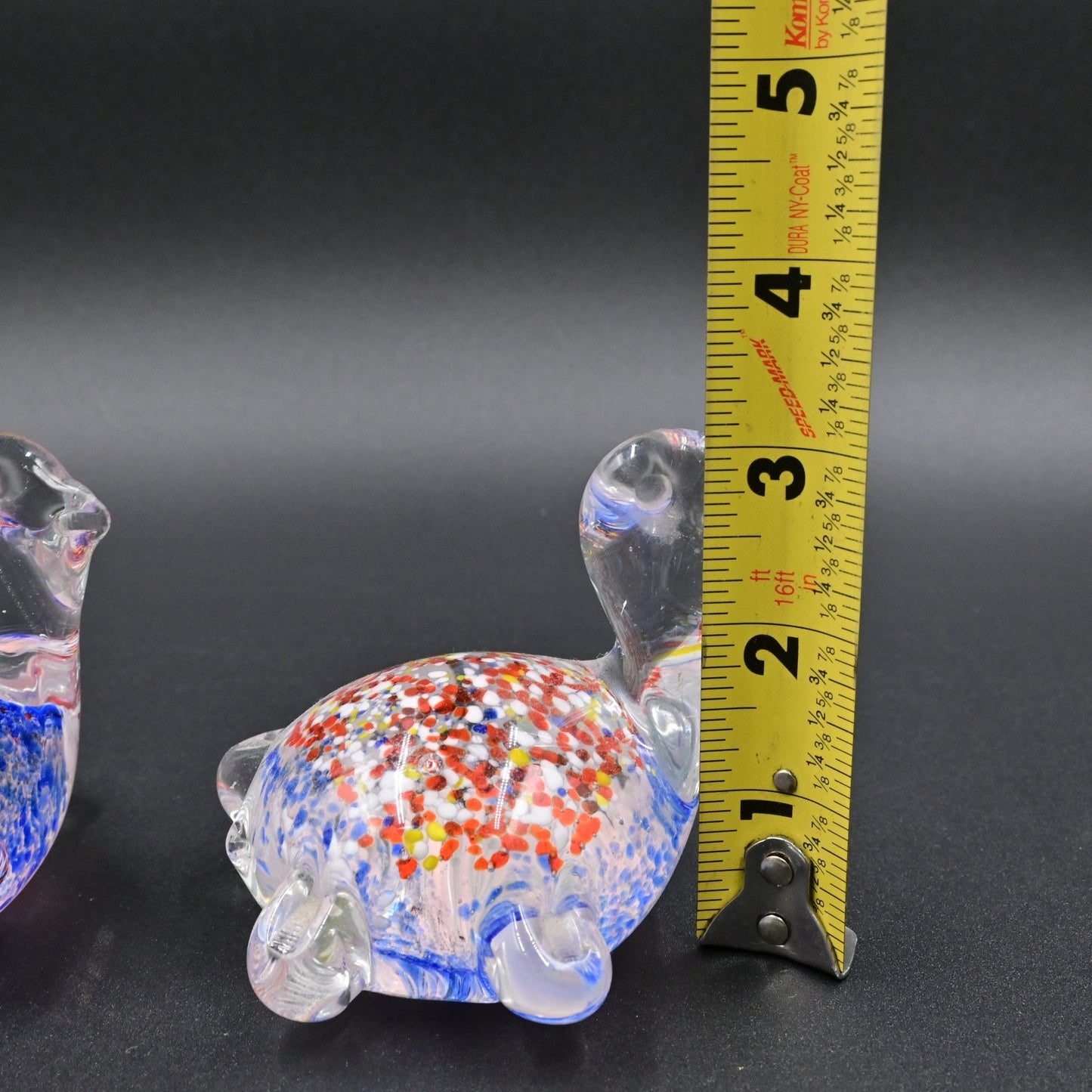 Art Glass Turtle Multicolor Splatter Paperweight Murano Style Bundle Of 2