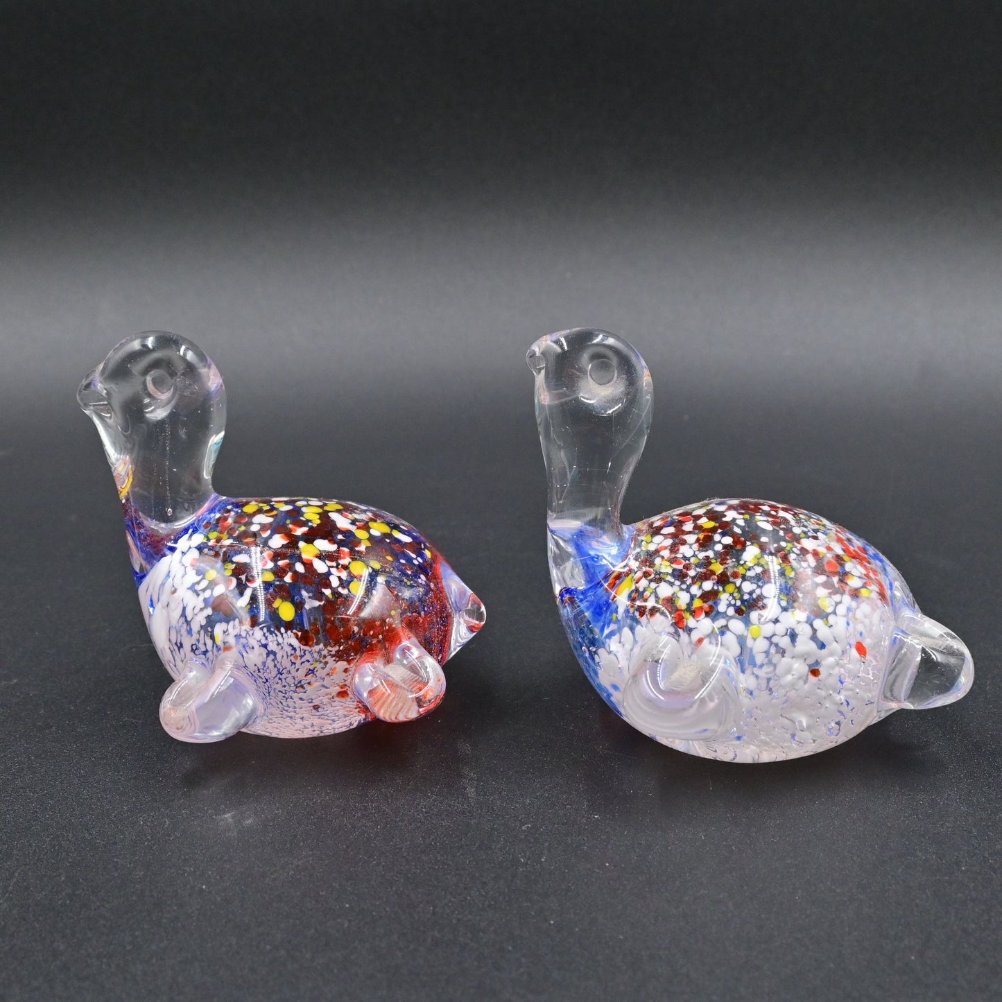 Art Glass Turtle Multicolor Splatter Paperweight Murano Style Bundle Of 2