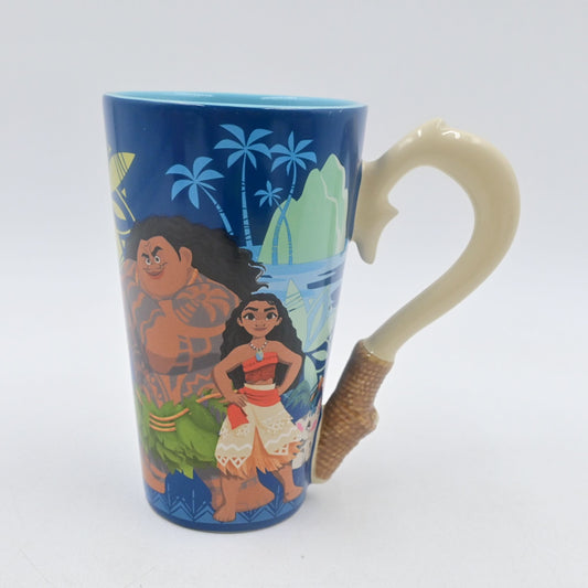 Disney Store Moana Tall 16oz Fishhook Handle Ceramic Mug Maui Pua