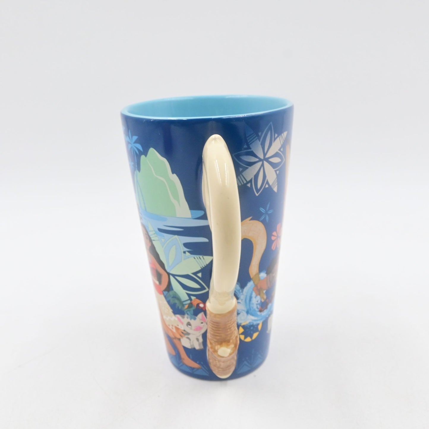 Disney Store Moana Tall 16oz Fishhook Handle Ceramic Mug Maui Pua