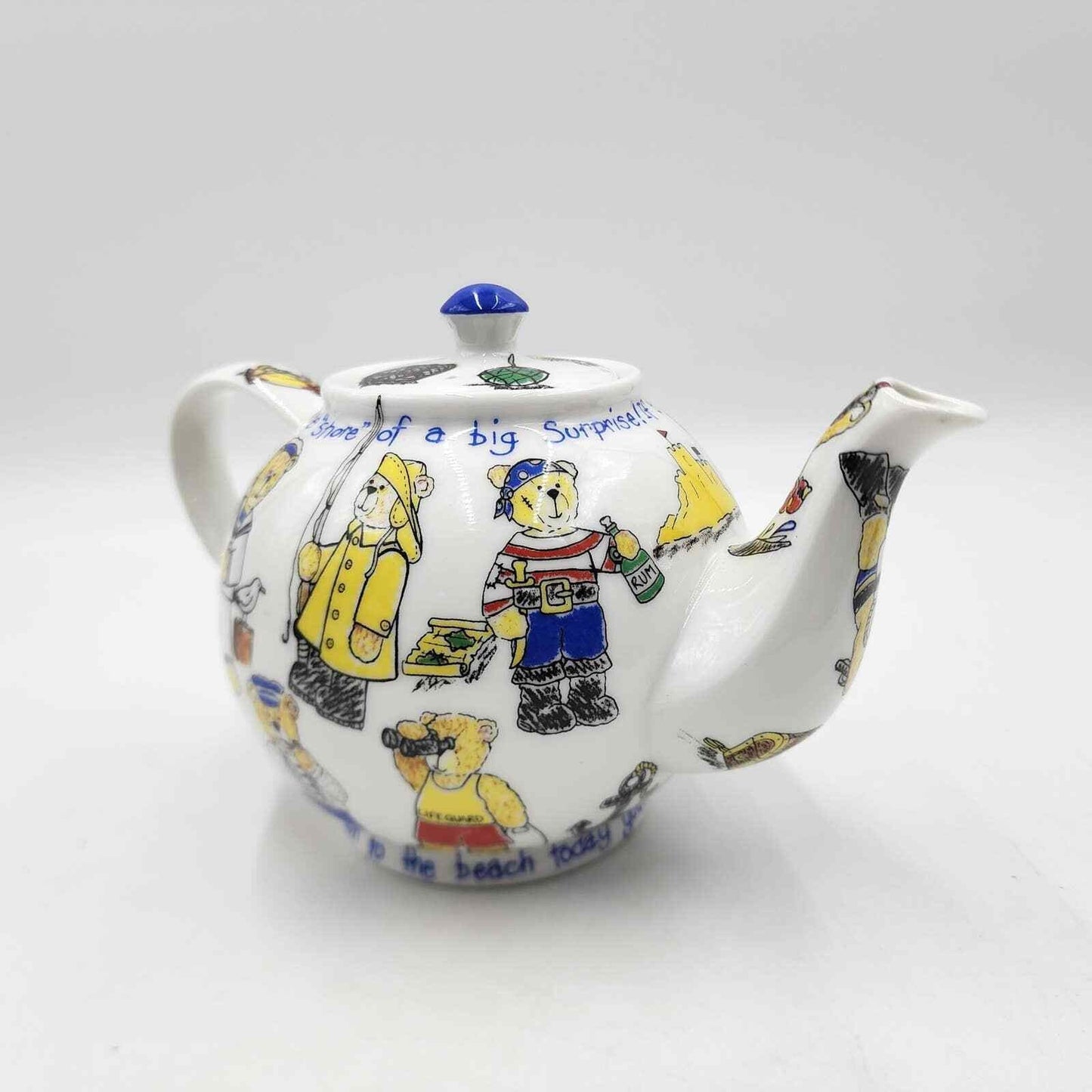 Paul Cardew Design Beach Bears Tea Pot Sailors, Fishermen, Swimmers