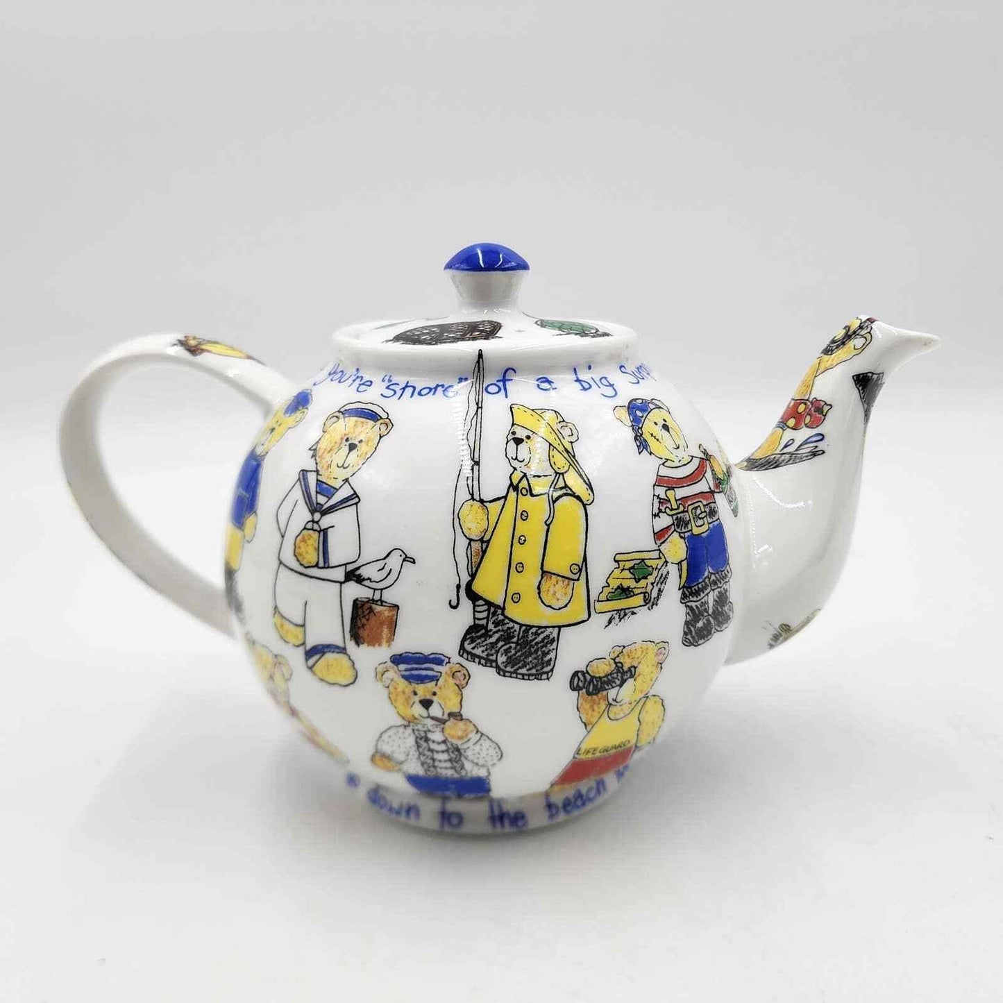 Paul Cardew Design Beach Bears Tea Pot Sailors, Fishermen, Swimmers