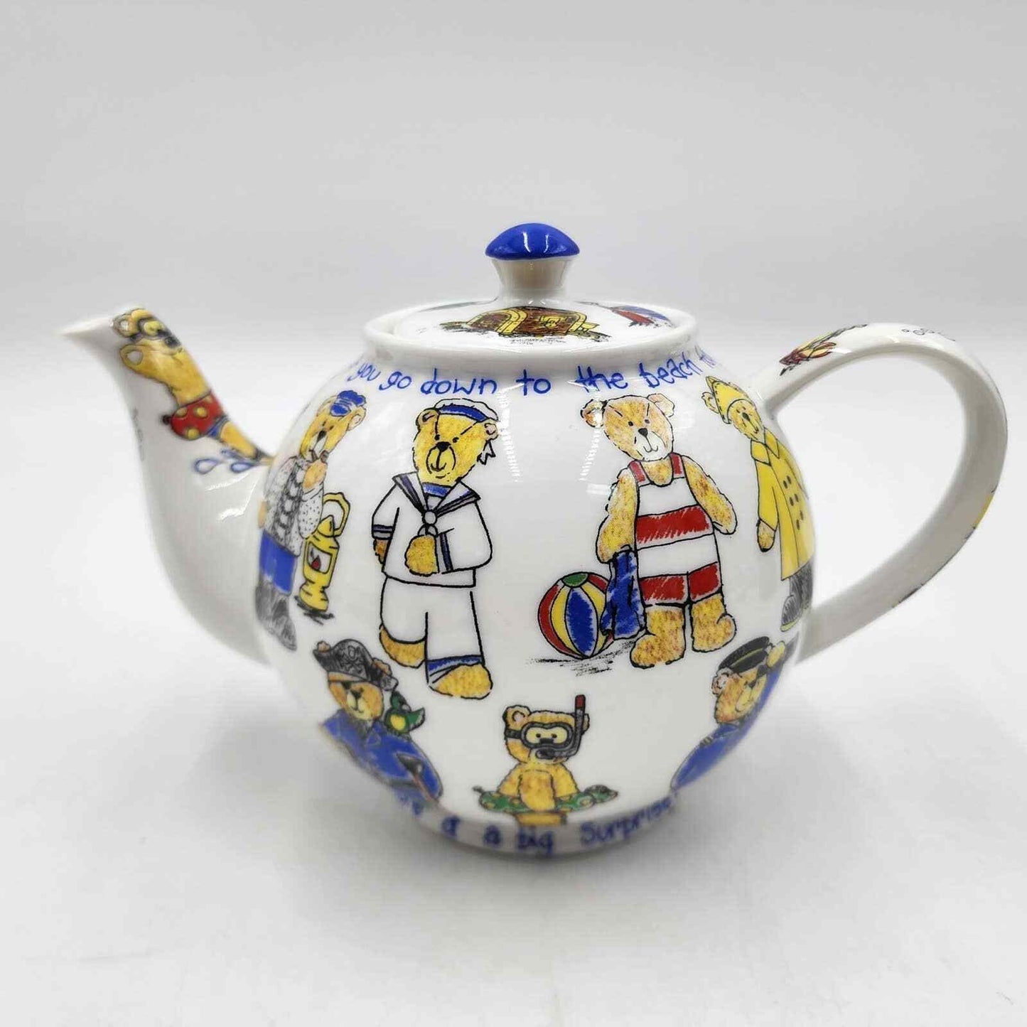 Paul Cardew Design Beach Bears Tea Pot Sailors, Fishermen, Swimmers