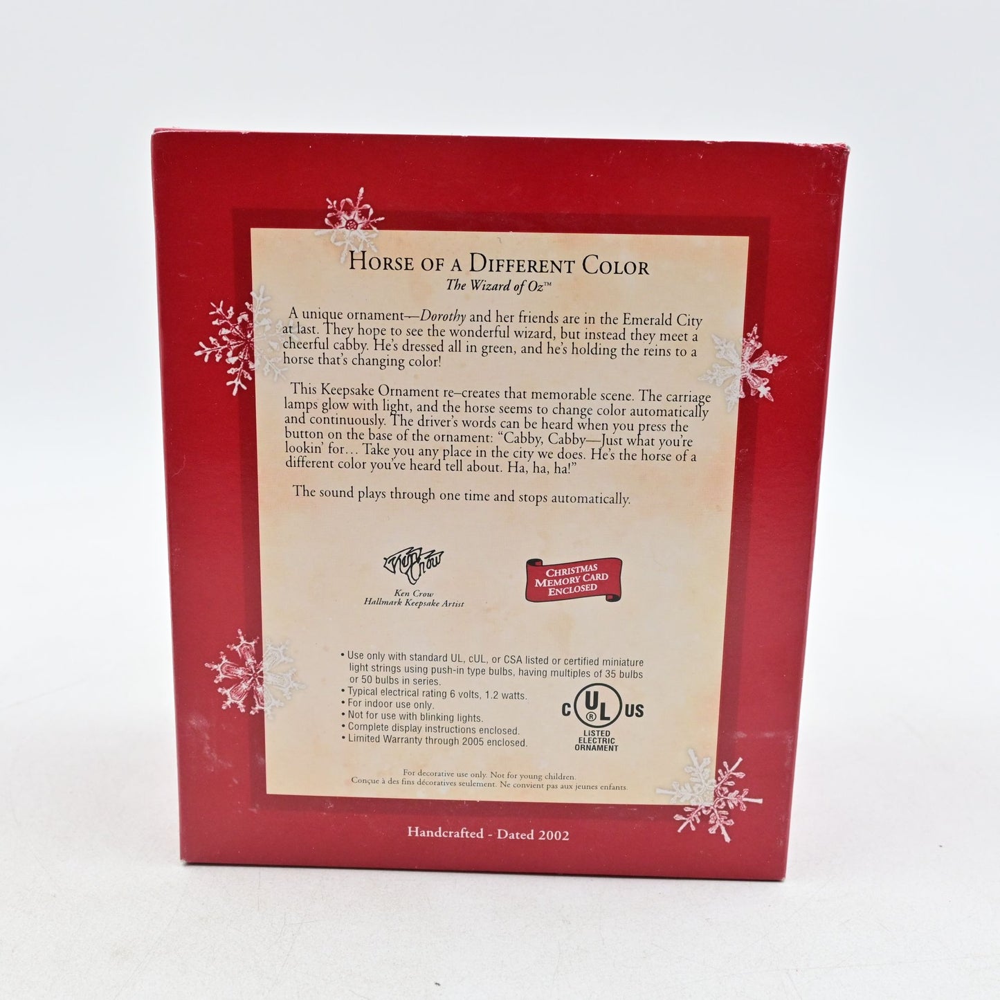 Hallmark Keepsake Wizard Of Oz Horse of a Different Color 2002 Light & Magic NIB