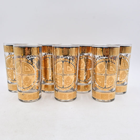 Culver Coronet Gold Highball Glass Tumblers Vintage 1960s Bundle Of 7