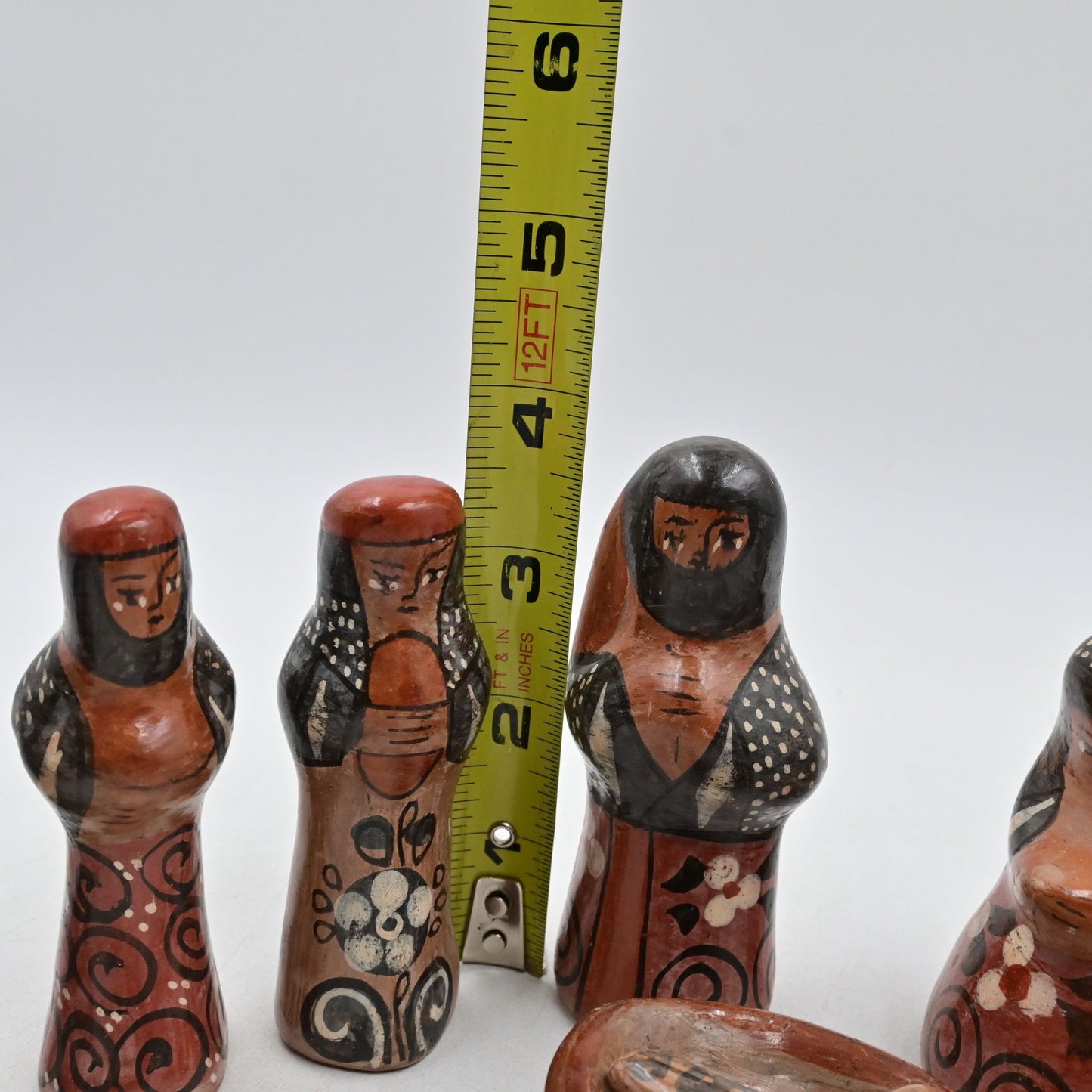 Mexican Pottery Folk Art Tonola 11 Piece Nativity Set Hand Painted