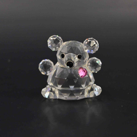 Iris Arc Crystal Glass Teddy Bear With Pink Heart Vintage Figure