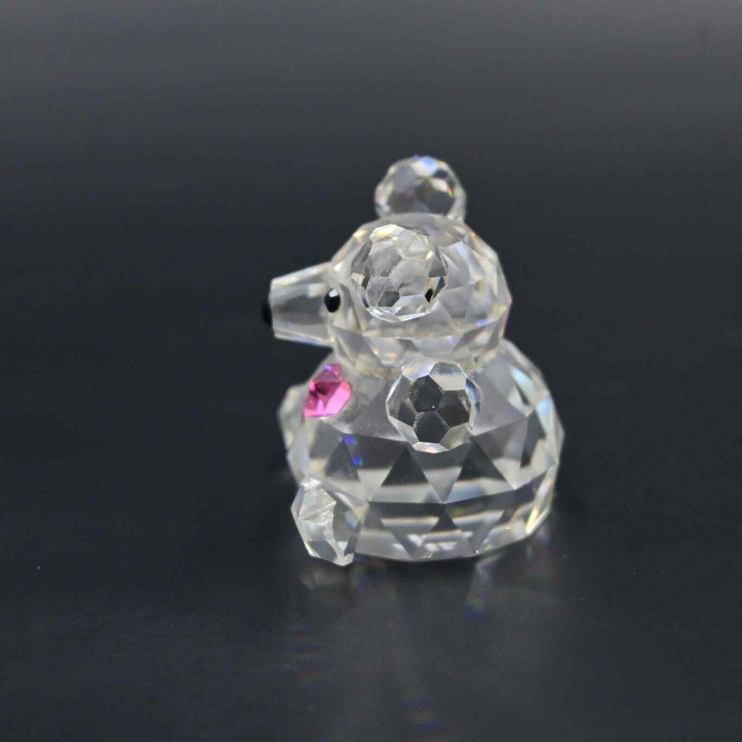 Iris Arc Crystal Glass Teddy Bear With Pink Heart Vintage Figure