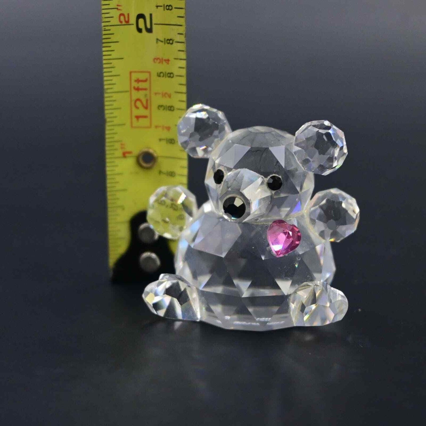 Iris Arc Crystal Glass Teddy Bear With Pink Heart Vintage Figure