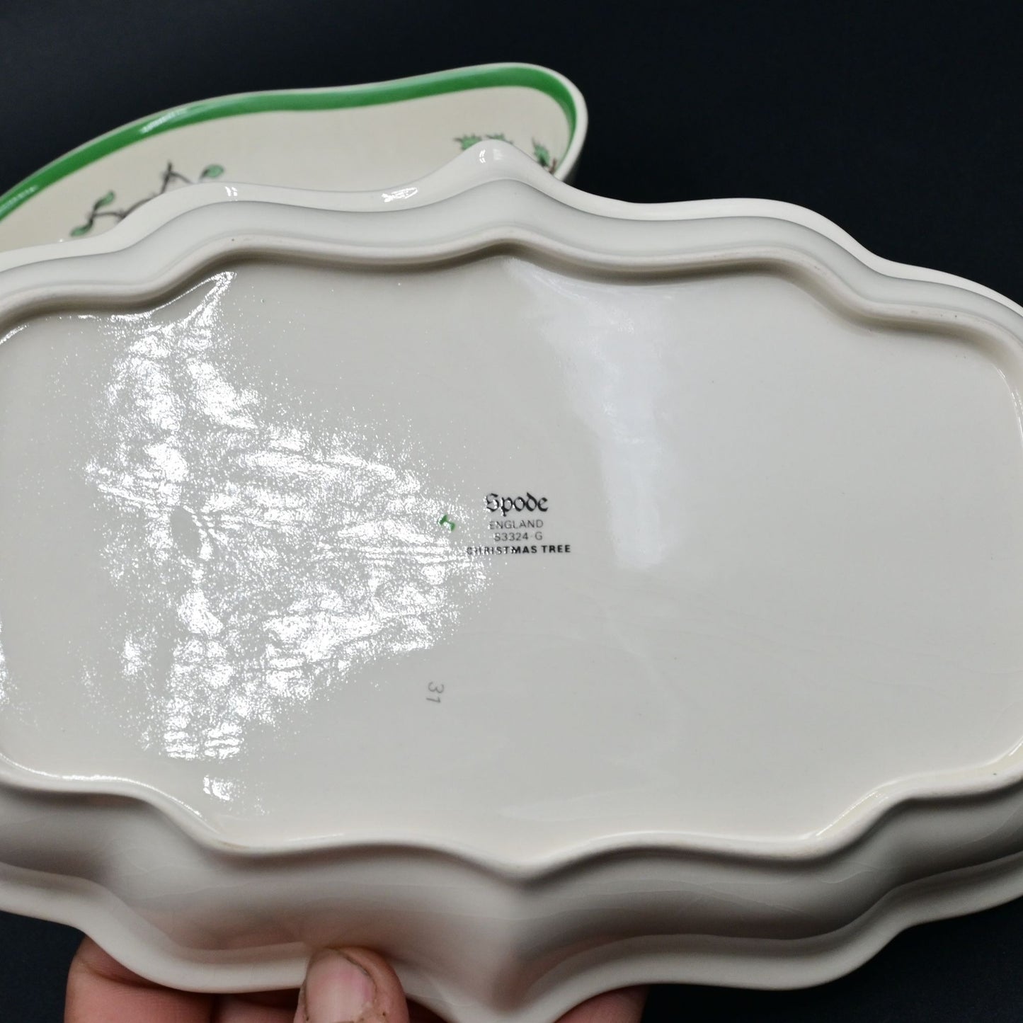 Spode China Christmas Tree Candy Ogee & Diamond Shaped Dish Pair Of 2
