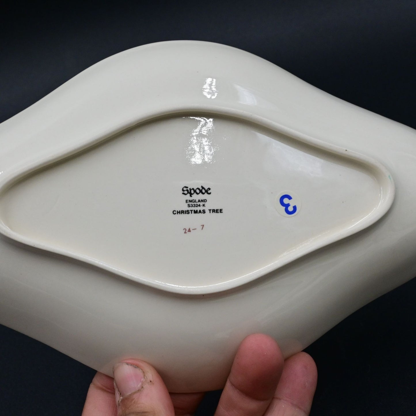 Spode China Christmas Tree Candy Ogee & Diamond Shaped Dish Pair Of 2