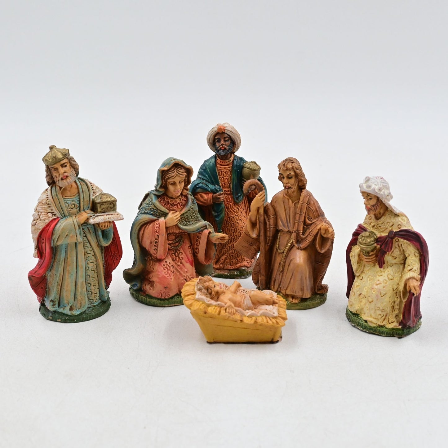 Italy Plastic Nativity Mary Joseph & Baby Jesus Holy Family Three Kings