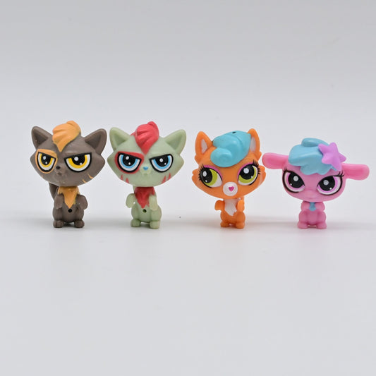 Littlest Pet Shop Mini Figure Lot Of 4 Collectibles Cat & Lamb Toy Figures
