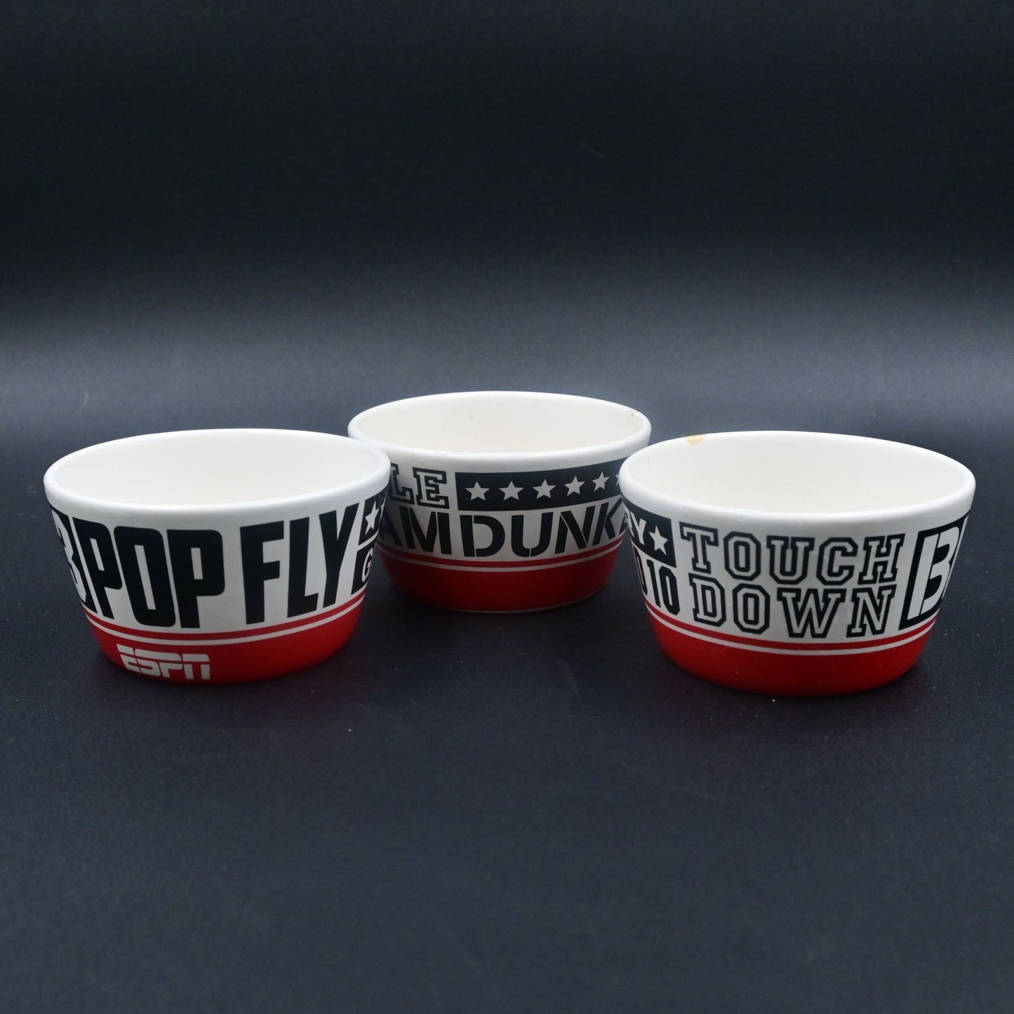 ESPN Hallmark Ceramic Super Bowl Snack Bowls Dip Bowls Bundle Of 3
