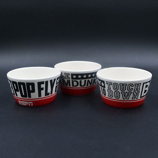 ESPN Hallmark Ceramic Super Bowl Snack Bowls Dip Bowls Bundle Of 3
