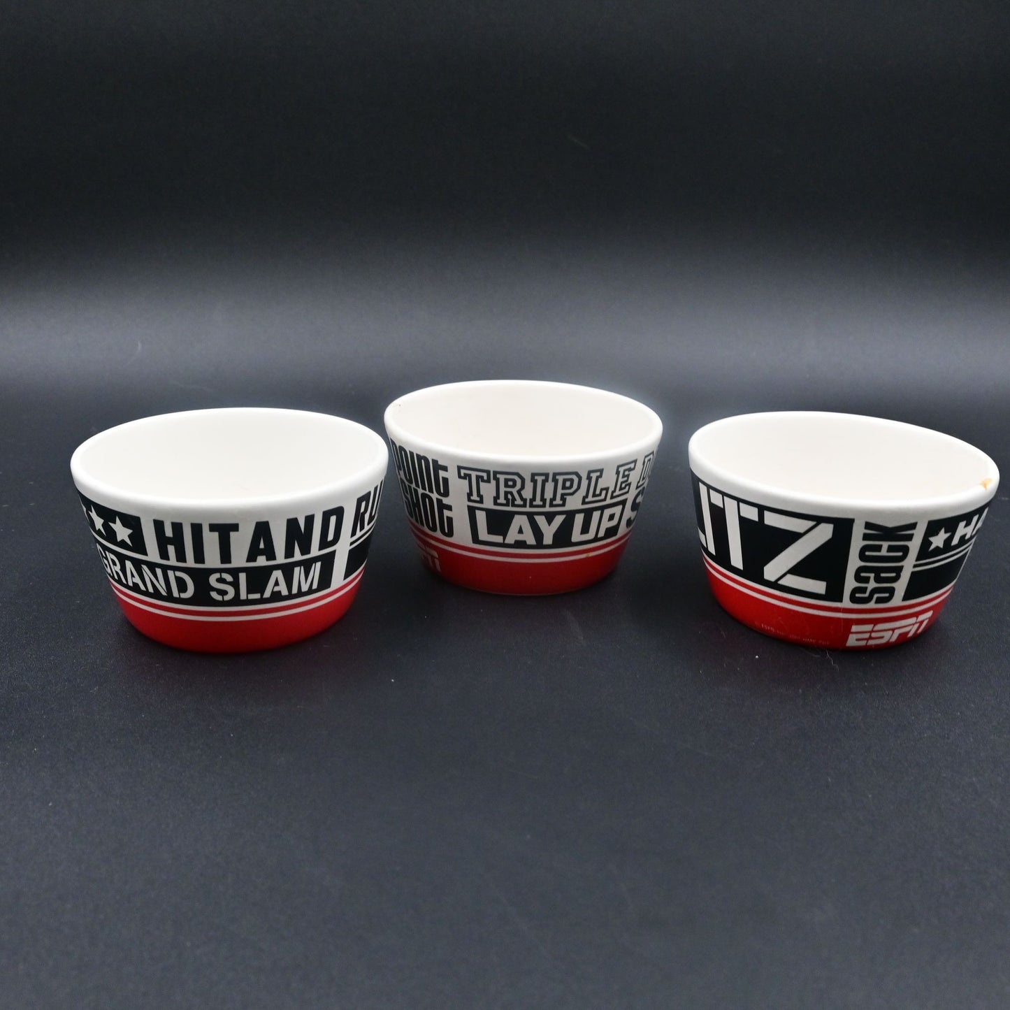 ESPN Hallmark Ceramic Super Bowl Snack Bowls Dip Bowls Bundle Of 3